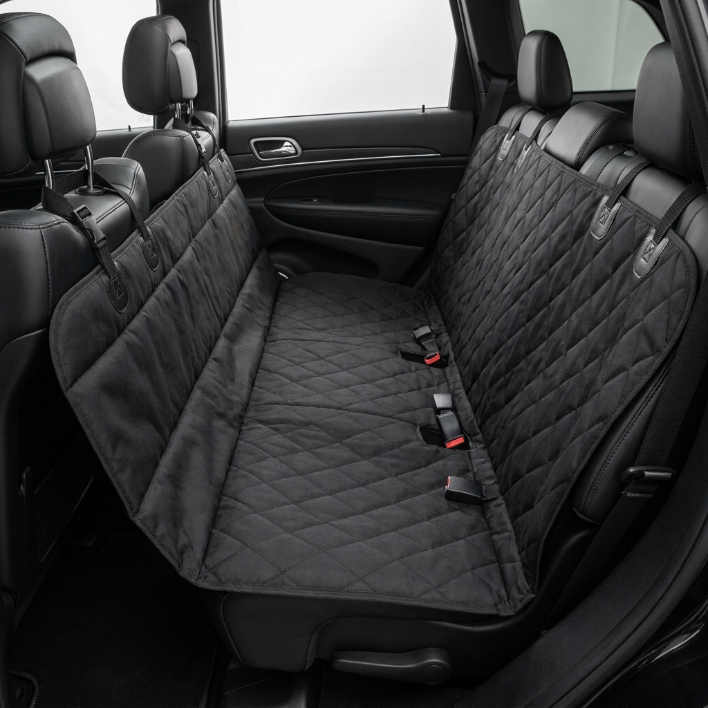 Barkly Waterproof Dog Car Seat Cover installed in back seat